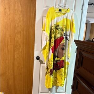 Vibrant Yellow Graphic Dress